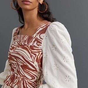 Anthropologie eyelet smocked top - Love the Label size small top